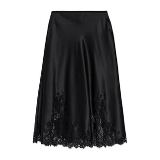 Dolce & Gabbana Zijden Rok met Kantafwerking - Dames - Rokken - Zwart - Maat: S Zijde