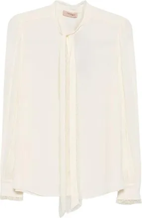 Twinset Overhemden, Dames, Wit, XL, Blouse met pareldetails en knopen