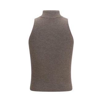 Brunello Cucinelli Womens Brown Cashmere Sleeveles Sweater Clothing