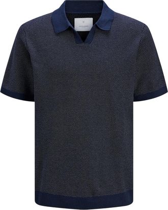 Jack & Jones Jack And Jones Heren Gebreid Split Hals Poloshirt (Nachtelijke hemel)