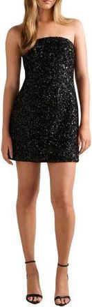 Ever New Elysia Sequin Strapless Minidress in Black at Nordstrom Rack, Size 4
