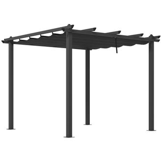 Matteo 3x3m Aluminium Pergola with Retractable Roof - Dark Grey