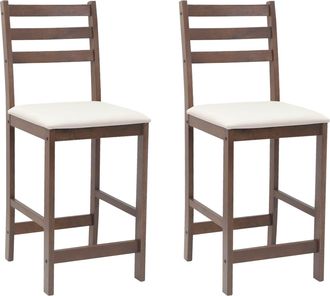 vidaXL Sillas De Comedor 2 Uds. Madera De Caucho S&oacute;lido Marr&oacute;n Claro Vidaxl