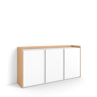 Skraut Home Aparador efecto madera blanco y roble 156x35x80cm