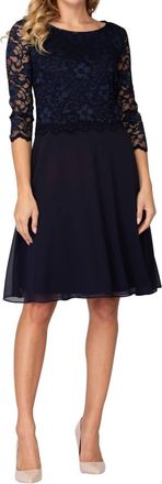Joseph Ribkoff Floral Lace Dress In Midnight Blue