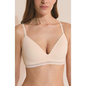 Etam Happily Wireless Stretch Cotton Triangle Bra in Vanilla at Nordstrom, Size 34B
