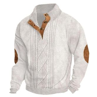 Generic Mens Sweatshirts Button Up V Neck Vintage Henley Sweatshirts Plaid Printed Stand Collar Pullover Sweat Tops Long Sleeve Winter Sweaters Jumpers with E