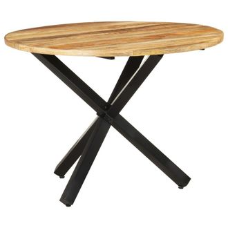 Berkfield Home Dining Table Round 100x100x75 cm Rough Mango Wood in Brown | Size: 100 x 100 x 75 cm