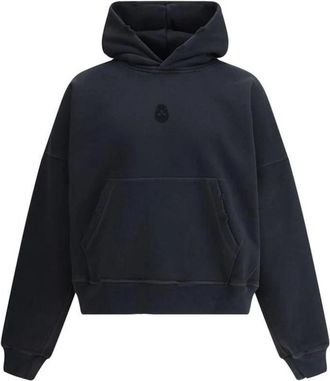 Alexander McQueen Vintage-Style Skull Hoodie met Kangaroo Pocket - Heren - Hoodies - Zwart - S - Katoen - Hoodies & sweatvesten