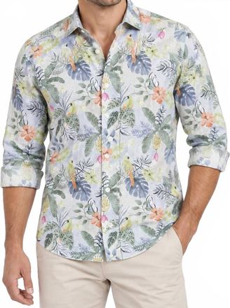 Guide London Mens Tropical Print Long Sleeve Shirt In Multi Color