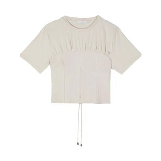 Patrizia Pepe Cotton bustier T-shirt - female - Patrizia Pepe - Blouses - Beige - S - Blouses & Shirts