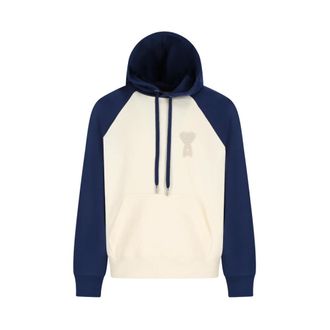 Ami Hoodies, male, White, Size: M Boxy Fit Hoodie With Ami de Coeur Knitted Patch