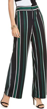 Inc International Concepts Womens Zippered Striped Wide Leg Pants Black Size 2