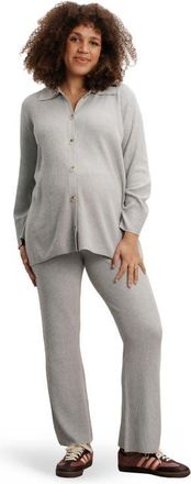 Nom Maternity Georgina Foldover Maternity Knit Pants in Heather Grey at Nordstrom, Size X-Small
