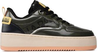 Napapijri Groene River Sneaker met Zilveren Details - Dames - Sneakers - Groen - 41 EU - Polyester - Schoenen