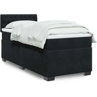 vidaXL Cama Box Spring Con Colch&oacute;n Terciopelo Negro 100x200 Cm Vidaxl