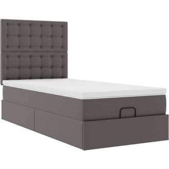 vidaXL Cama Otomana Colch&oacute;n Cuero Sint&eacute;tico Gris 90x190 Cm Vidaxl
