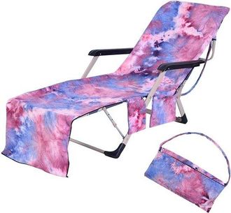 OEM Funda Para Tumbona De Playa, Con Bolsillos Laterales, Port&aacute;til Y F&aacute;cil De Transportar, Antideslizante Y De Ajuste Seguro, Estilo Tie, Dye Azul