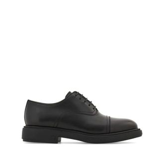 Ferragamo Laced Shoes, male, Black, Size: 6 1/2 US Black Flat Shoes Elegant Style