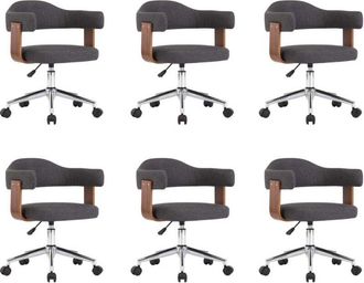 vidaXL Sillas De Comedor Giratorias 6 Uds Madera Curvada Y Tela Gris Vidaxl