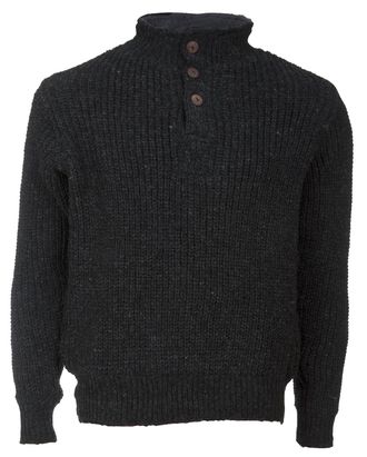 Deproc Strickfleecejacke DEPROC ACTIVE Wollpullover mit Fleece ELKFORD MEN, Herren, Gr. L (52), anthrazit, 100% Schurwolle, Jacken Strickfleecejacke