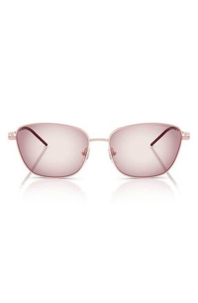 Emporio Armani 57mm Irregular Sunglasses in Shiny Metalized Pink /Violet at Nordstrom