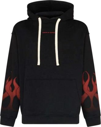 Vision Of Super Flames Hoodie Zwart/Rood - Heren - Hoodies - Zwart - L - Katoen - Hoodies & sweatvesten