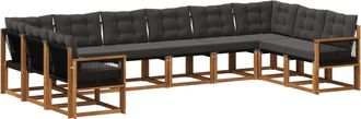 vidaXL Conjunto De Sof&aacute;s De Exterior 10 Uds. Natural Y Negro Vidaxl