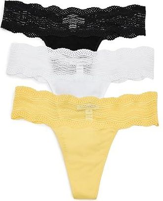 Cosabella Dolce Thong - 3 Pack Set Womens Underwear Parasole Black White, Cotton/Elastane/Polyamide