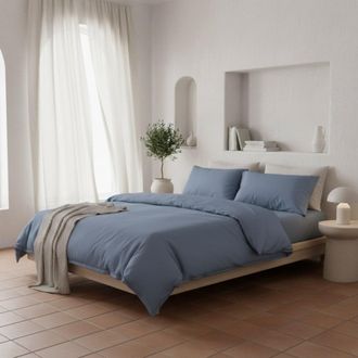 Colch&oacute;n Morfeo Funda n&oacute;rdica percal algod&oacute;n org&aacute;nico azul marino, cama 105 cm