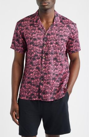 Boardies Skull Print Camp Shirt in Black/Red at Nordstrom, Size Xx-Large