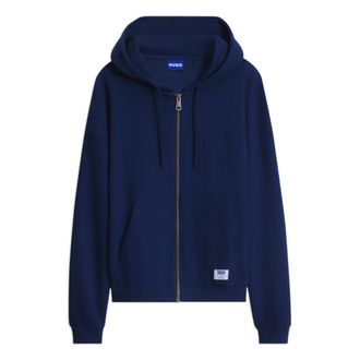 HUGO BOSS Loose-fit zip-up hoodie in a waffle knit