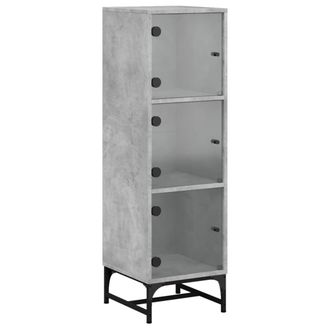 vidaXL Vidaxl - Aparador Con Puertas De Vidrio Gris Hormig&oacute;n 35x37x120 Cm