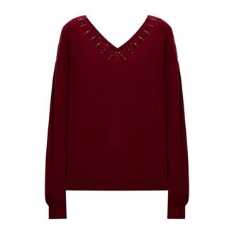 Twinset V-hals Gebreide Trui - Dames - V-hals truien - Rood - M - Truien & Vesten
