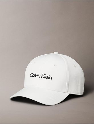Calvin Klein Mens Standard Logo Embroidery Baseball Cap - White