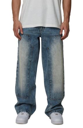 Good For Nothing Straight Leg Double Knee Wash Jeans in Blue at Nordstrom, Size Xx-Large Uk