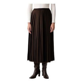 Twinset Pliss&eacute; Lange Rok - Dames - Rokken - Bruin - Maat: L Poliester