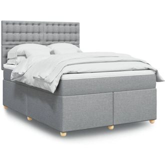 vidaXL Vidaxl - Cama Box Spring Con Colch&oacute;n Tela Gris Claro 140x190 Cm