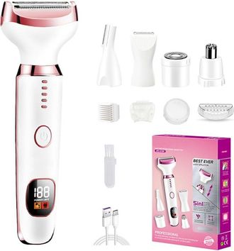OEM Depiladora El&eacute;ctrica Para Mujer, Afeitadora &Iacute;ntima 5 En 1 Para Mujer, Recortadora De Bikini El&eacute;ctrica Inal&aacute;mbrica Con Pantalla Led De Bater&iacute;a, Para Ce