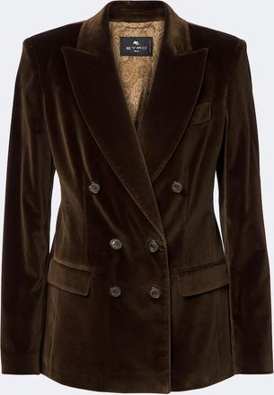 Etro Double-breasted cotton velvet blazer