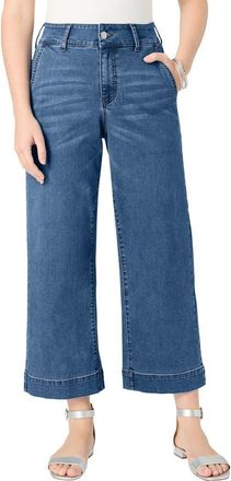 Roaman's Plus Size Wide Leg Crop Jean in Medium Wash at Nordstrom, Size 12