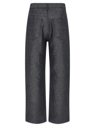 Fendi Linen-Blend Straight-Leg Jeans - Gray