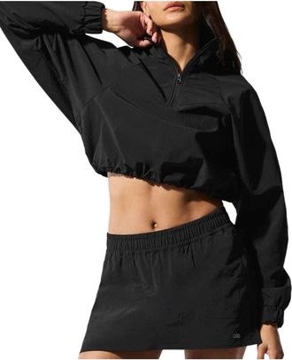 Alo (WMNS) ALO Cropped 1/4 Zip Alumni Pullover Black W3660R-652004918