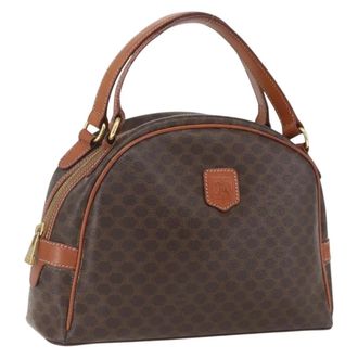 Celine Vintage Macadam Handbag Canvas And Leather Brown Canvas Handbag (Pre-Owned)