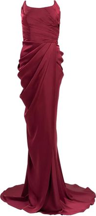 Ana Radu ruched side-slit maxi dress - women - Polyester - M - Red