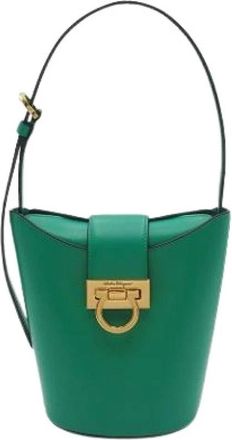 Ferragamo Pre-owned Bucket Bags, female, Green, Size: ONE SIZE Pre-owned Trifolio