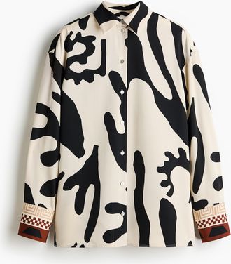 H&M Bedruckte Twillbluse - Beige