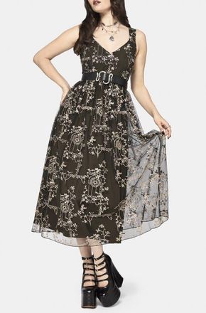Disturbia Stellar Vine Embroidery Midaxi Dress in Green at Nordstrom, Size 12
