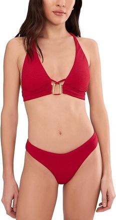 BECCA by Rebecca Virtue Riviera Mira Textured Halter Top Womens Clothing Apple : D-Cup, Nylon/Spandex
