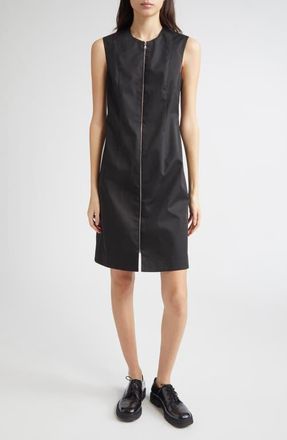Nellie Partow Brooke Full Zip Sleeveless Dress in Black at Nordstrom, Size 2